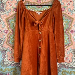 orange velvet dress
